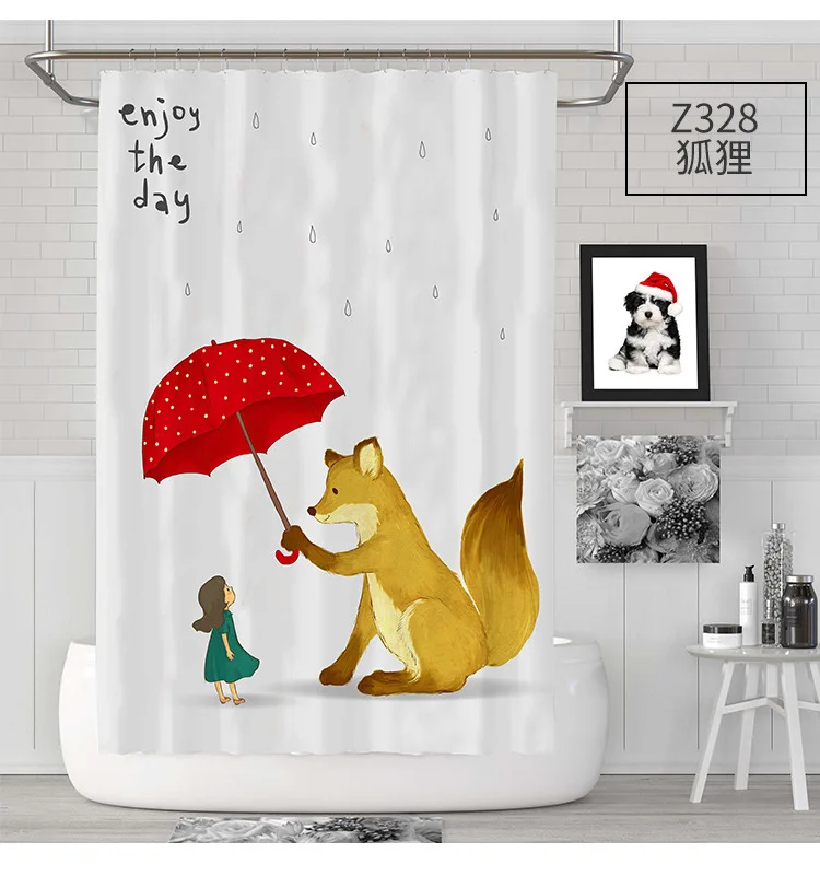 Цифровая печать водонепроницаемая занавеска для душа свежий цвет ванной ванная