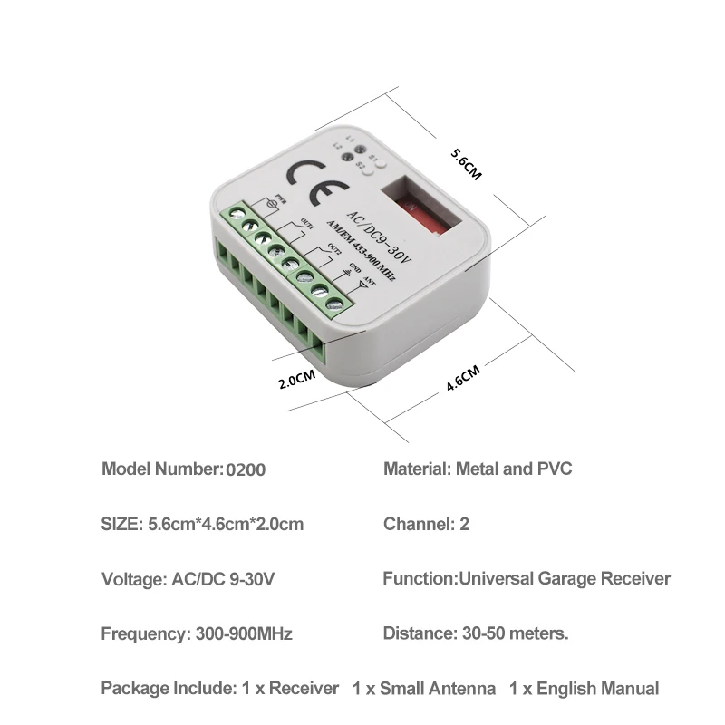 

3 Pieces Garage Gate Remote Control Receiver AC/DC 9-30V Receiver 330 310 433 868 315 390 MHz Rolling&Fixed Learning Code