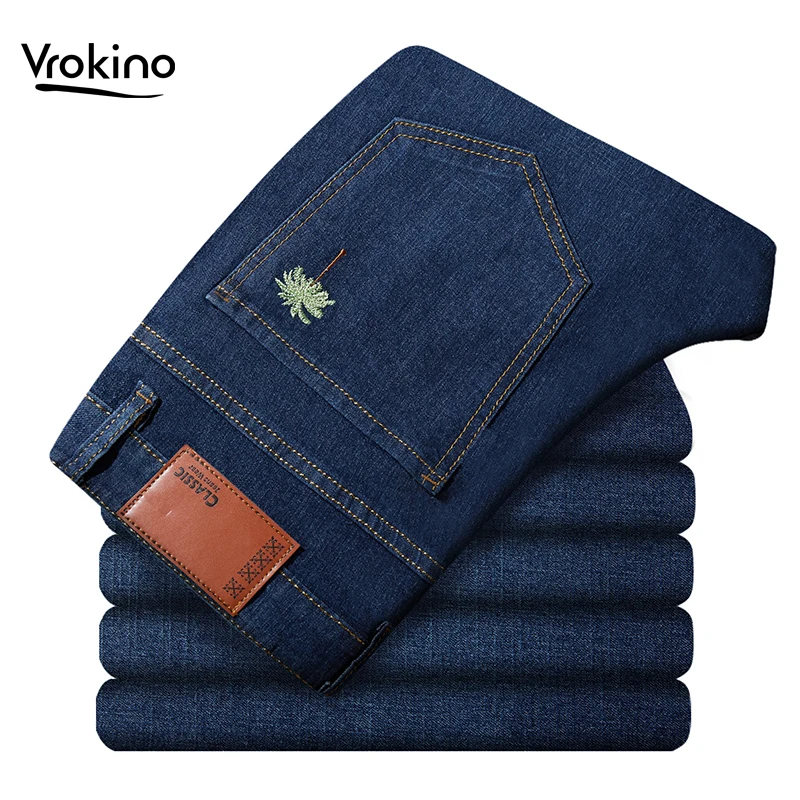 Джинсы мужские Стрейчевые свободного покроя тонкие прямые брюки оверсайз