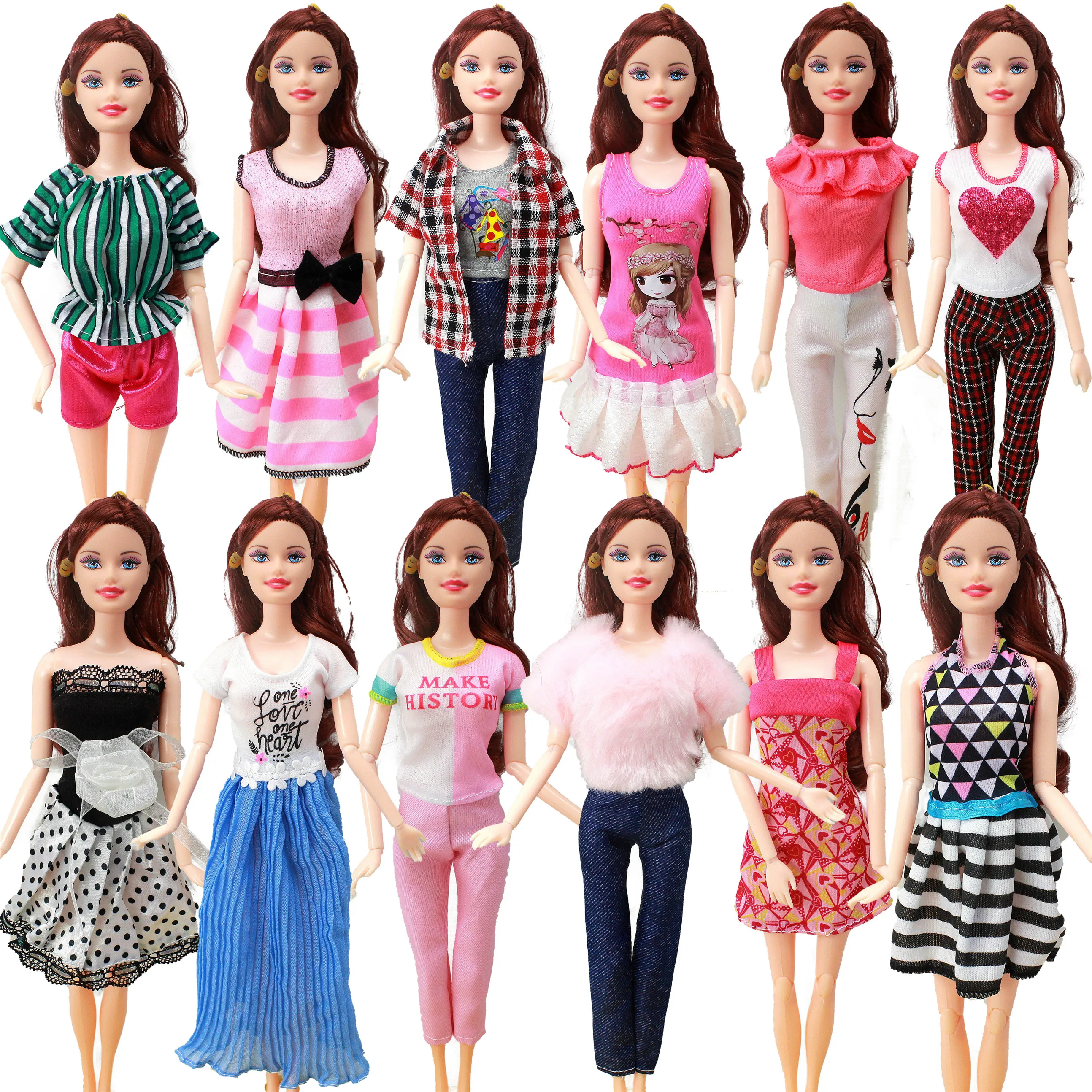 

5 set Handmade Fashion Outfit Daily Casual Wear Blouse Shirt Vest Bottom Pants Skirt Clothes For Barbie Doll Accessories Toy