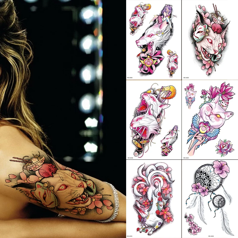 6 листов/партия Детская временная татуировка с животными мышка кошка Ловец снов