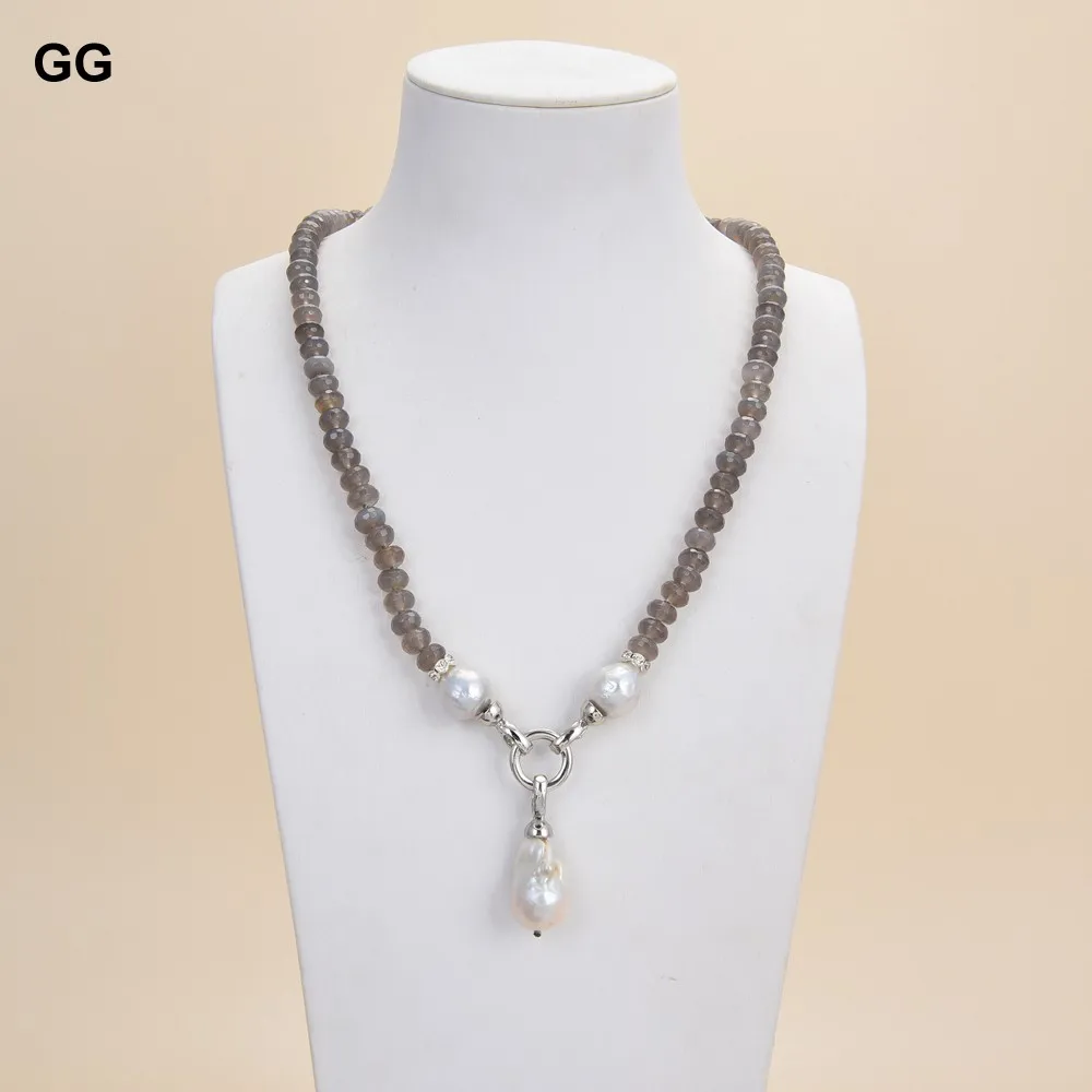 GG Ювелирное Украшение 23 &quotбелый Кеши жемчуг серый Агат кулон ожерелье|necklace