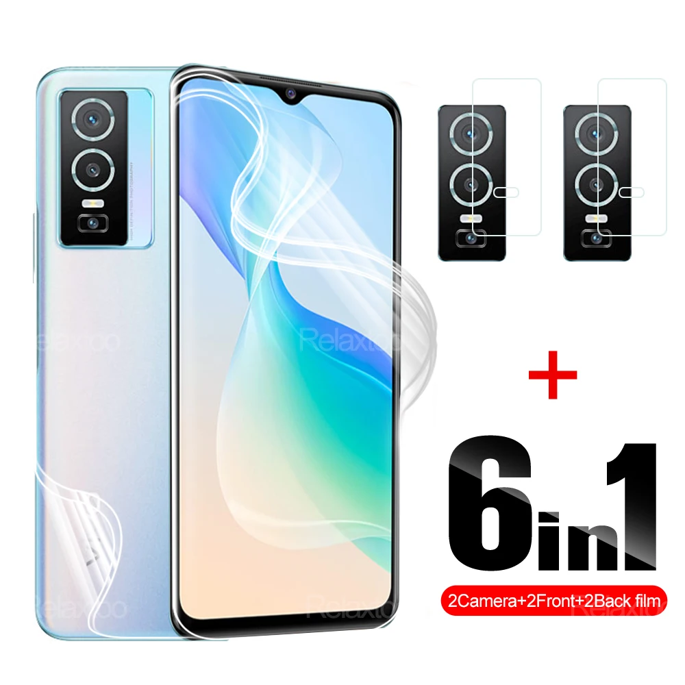 

6IN1 Hydrogel Film Screen Protector Back Lens For Vivo Y76 Y76S 5G Vi Vo Y 76 Full Cover Protective Film On For Anti-fall 6.58"