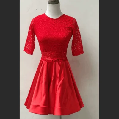 short sleeve Латинское платье для танцев для девочек, длинный рукав, кружевное Стандартный Бальные платья для танцев для детей; одежда для сцены для сальсы, одежда - Цвет: short sleeve