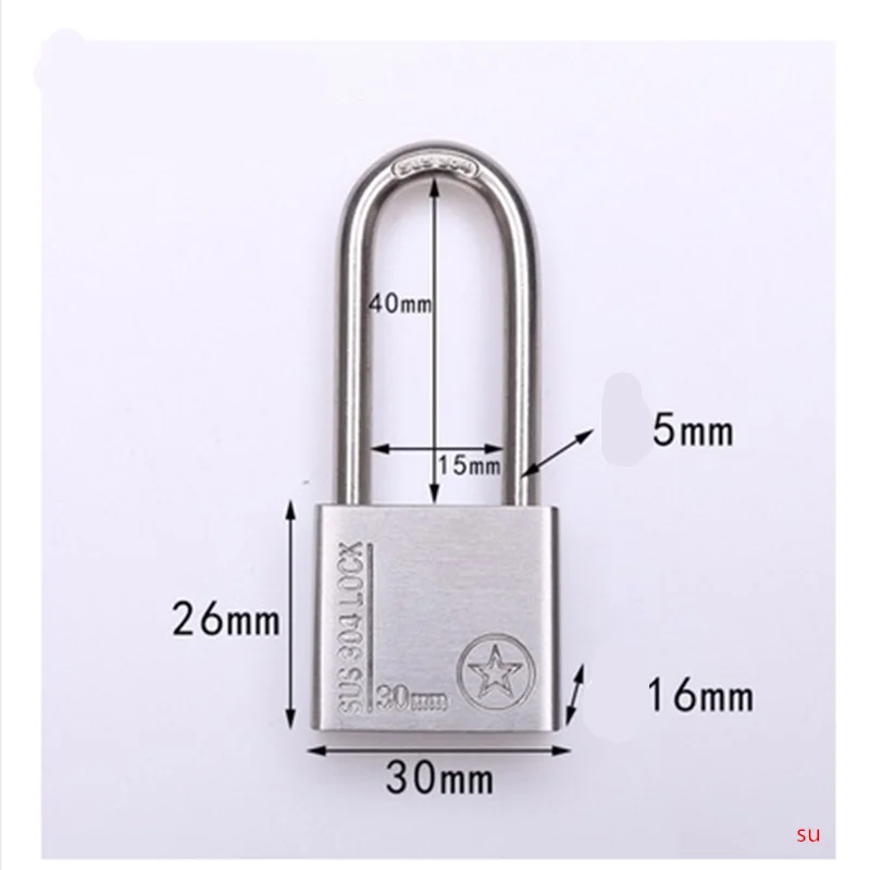 304 Stainless Steel Padlock 30mm Cabinet Outdoor Lock Head Furniture Lock Waterproof Rust-Proof Door Lock small lock
