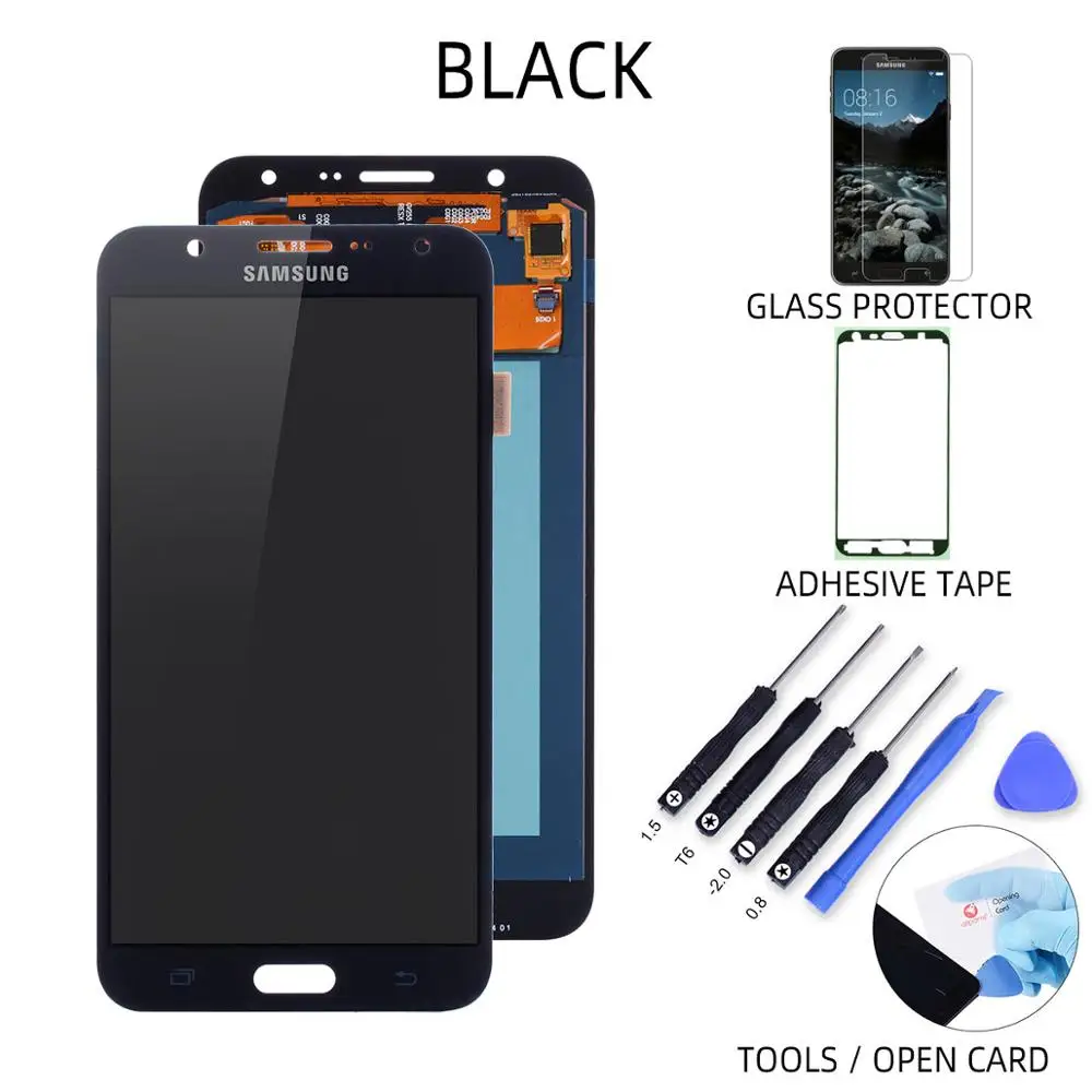 J7 2015 Black AMOLED Дисплей для SAMSUNG Galaxy j7 Pro LCD в сборе с тачскрином для Samsung Galaxy j7 LCD J730 J730F J7 J700 J700F J710 J710F - Цвет: J7 2015 Black