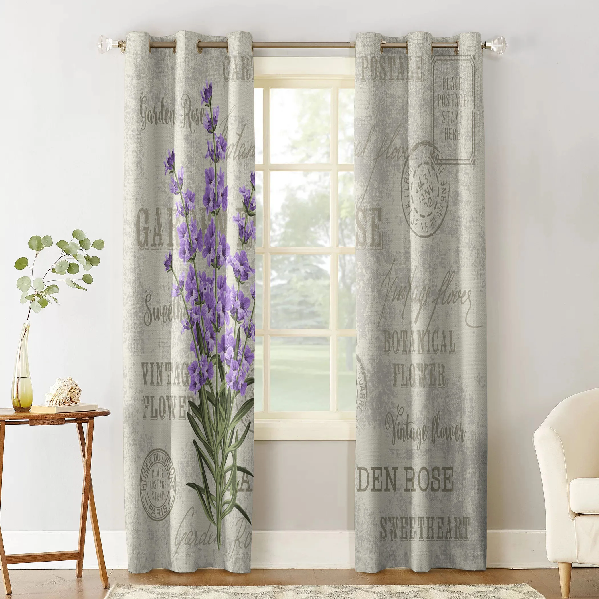 Лавандовые фиолетовые цветы ретро Гостиная Шторы s цветочный Рисунок для детей