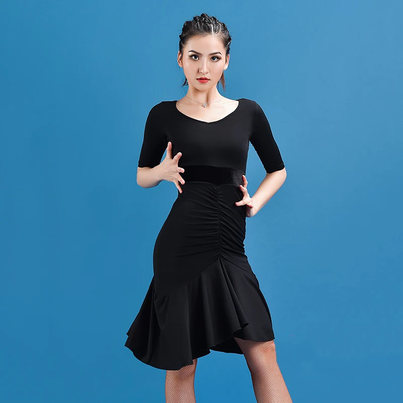 Новое платье для латинских танцев женское летнее танцевальное с короткими