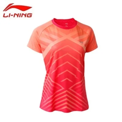 Распродажа) Li-Ning женские футболки для бадминтона, дышащий светильник, футболка для соревнований, Спортивная футболка AAYN012 WTS1357