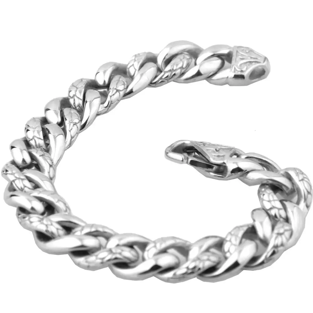 Винтажный шикарный 13 мм Байкерский тяжелый браслет цепочка из нержавеющей стали