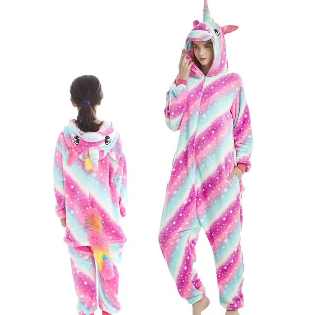 2019 New Unicorn8 Женские пижамы кигуруми с единорогом для взрослых и детей; зимняя Пижама с животными; комбинезон; женская пижама для косплея; домашняя одежда - Цвет: 2019 New Unicorn8