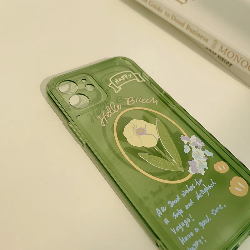 

Iphone Case Ins Wind Flowers for Iphone12 Apple 11Promax Case Xs Drop-Proof Green Phone Case Xr Instargam 66Sp 78Plus