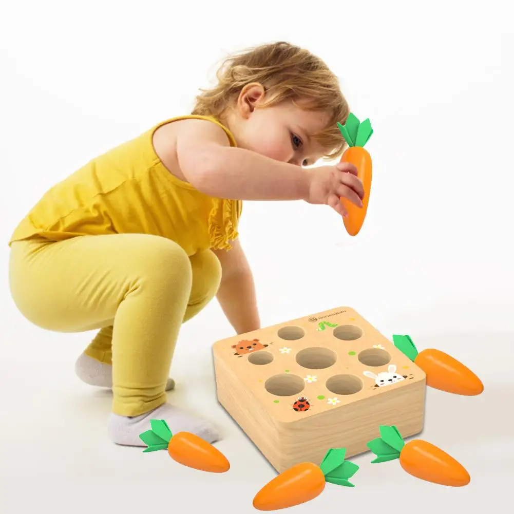

juguetes Wooden Block Pulling Carrot Game Kids Montessori Toy Block Set Cognition Ability Alpinia Toy funny Interactive