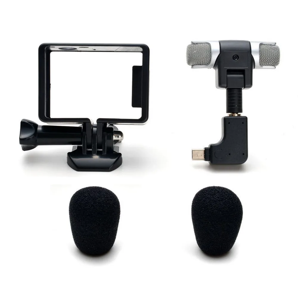 Для Gopro Hero 3/3+/4 мини стерео микрофон защитная рамка чехол крепление для Go Pro Экшн-камера 3,5 мм без шума мини-микрофон