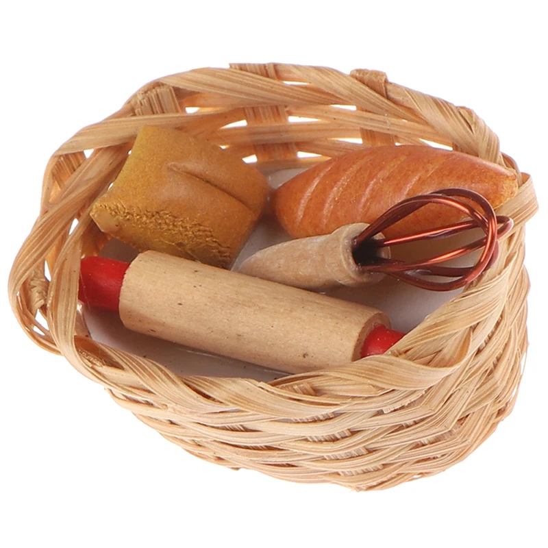 Dollhouse Miniature Food tool Bread Toast hot dog with Basket Dining Room Bakery Pastry Kitchen Decoration 1:12 Pretend Play Toy | Игрушки и