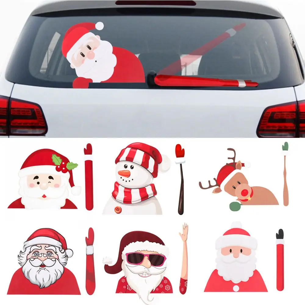 

Xmas Supplies Santa Claus DIY Car Accessories Wiper Sticker Windshield Decor Car Stickers Window Decals