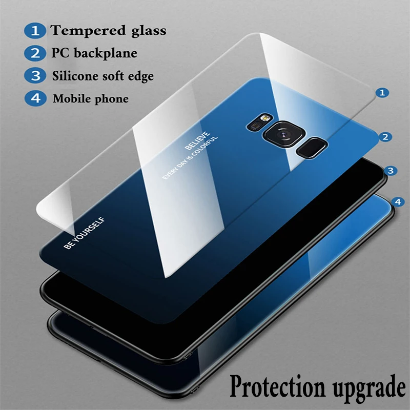 Роскошный градиентный чехол из закаленного стекла для samsung s10 s8 s9 Plus Note 10 Pro 9 8