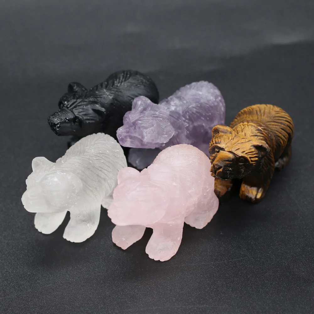 

1PC Natural Stone Crystal Rose Quartzs Animals Stone Crafts Small Decoration Home Decor Handmade Present Ornaments Size 40x23mm