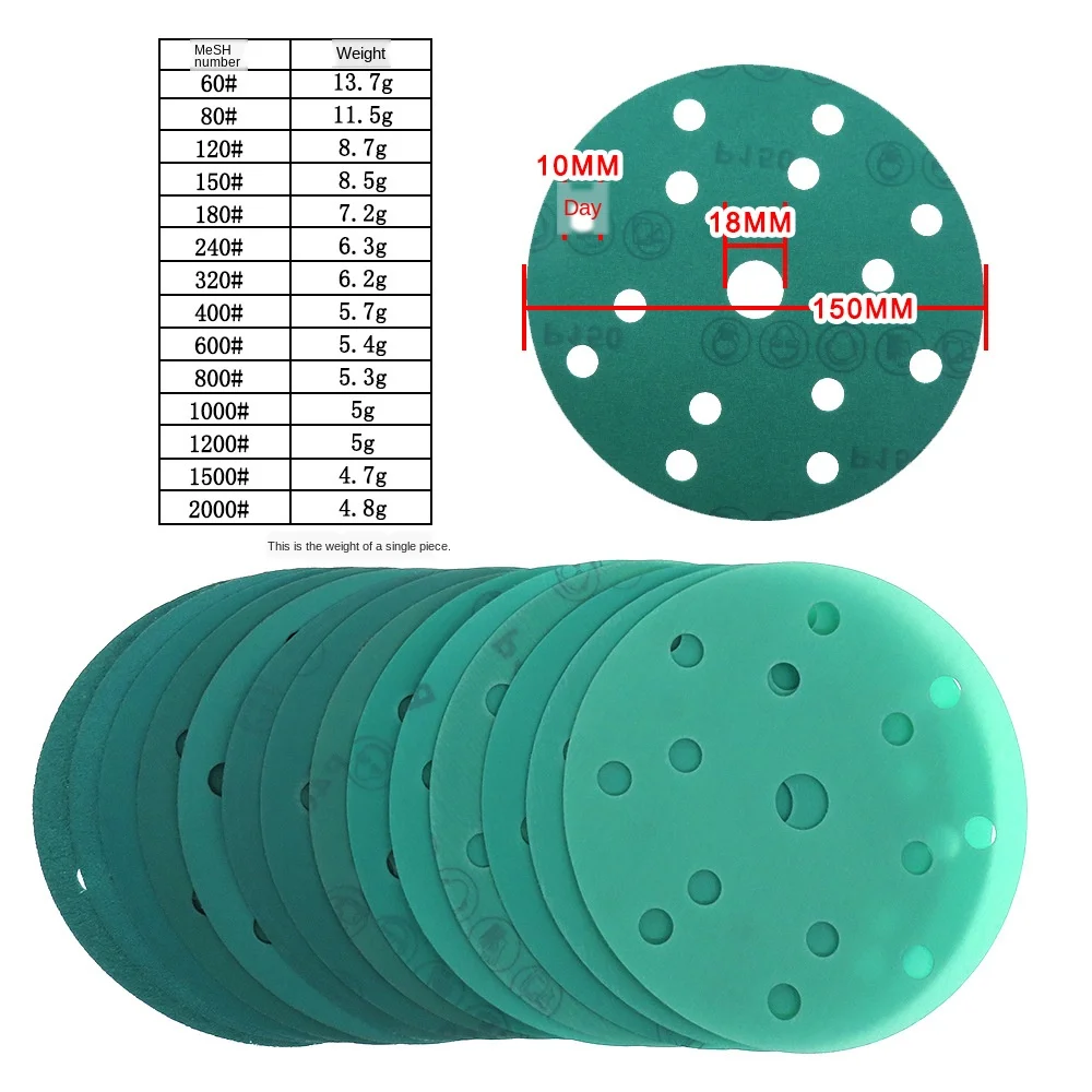 5 шт. полиэфирная пленка 6 дюймов 15 отверстий флокирующая наждачная бумага