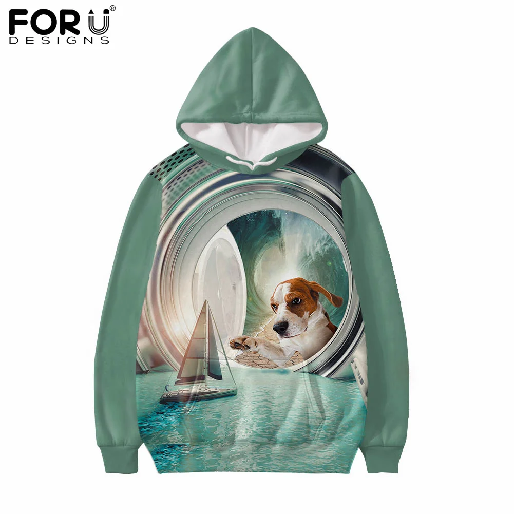 

Толстовки FORUDESIGNS для девочек-подростков, Смешные Толстовки с 3D принтом собаки, топы, многоцветный Мужской пуловер, смешная толстовка, одежда...