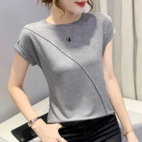 ljsxls women t shirt summer fashion womans cotton tops tees casual short sleeve o neck tee shirt solid color clothes female 2021