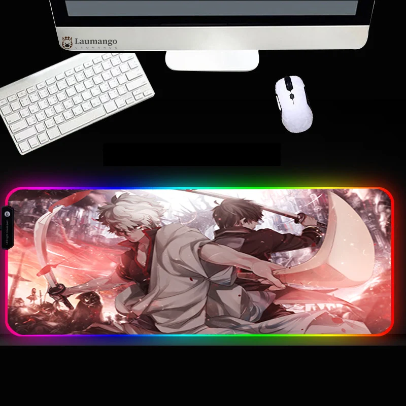 

Gintama Anime Gaming Computer Mousepad RGB Carpet Big Led Mause Pad PC Desk Play Mat with Backlit Large Mouse Pad Gamer xxl