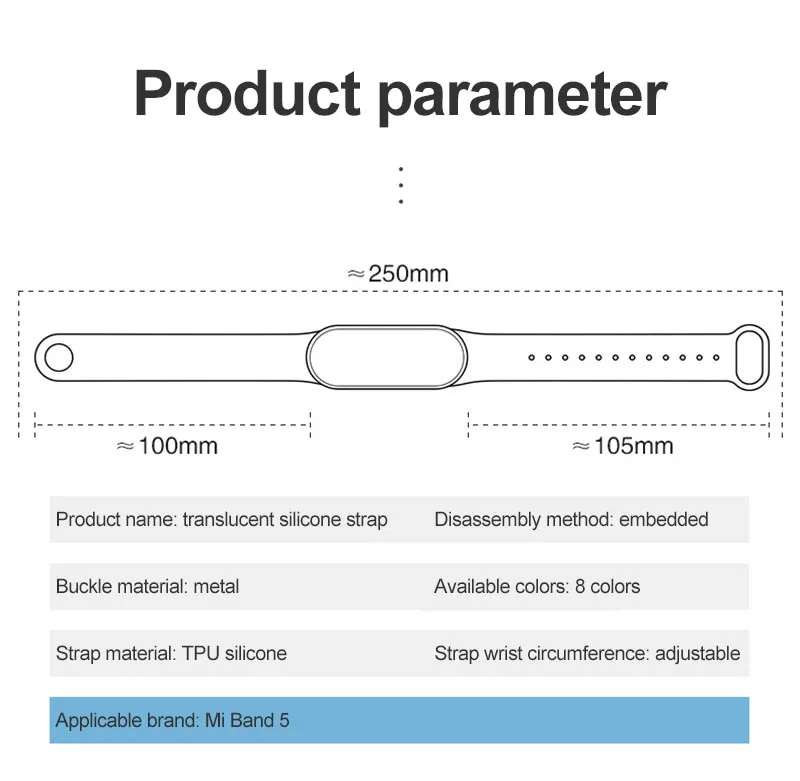 

Colorful Strap For Xiaomi Mi Band 5 Transparent TPU Straps Replacement Bracelet For Miband 5 Straps Comfortable Bracelets