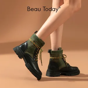 Ботинки женские кожаные из коровьей кожи, на шнуровке, 04406