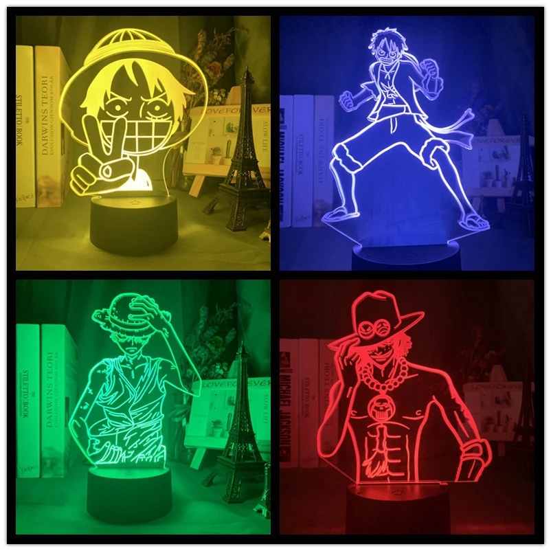 

ONE PIECE Night Light Monkey D. Luffy 7/16 Color Figurines Night Light Remote 16 Colors Lamp Kid Bedroom Decoration Gift