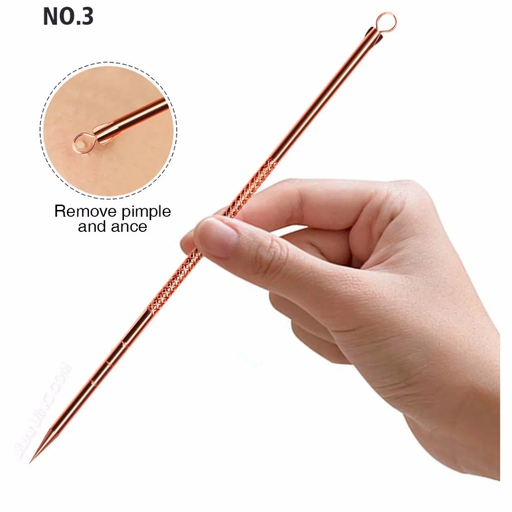 Антибактериальный 4 головки Двусторонняя игла для удаления угрей инструмент из