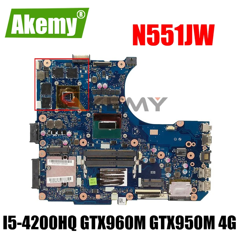 

Новая материнская плата для ноутбука Asus N551JW G551JW N551JM G551JM N551J G551J оригинальная материнская плата I5-4200HQ Процессор V2G GTX960M GTX950M-4G