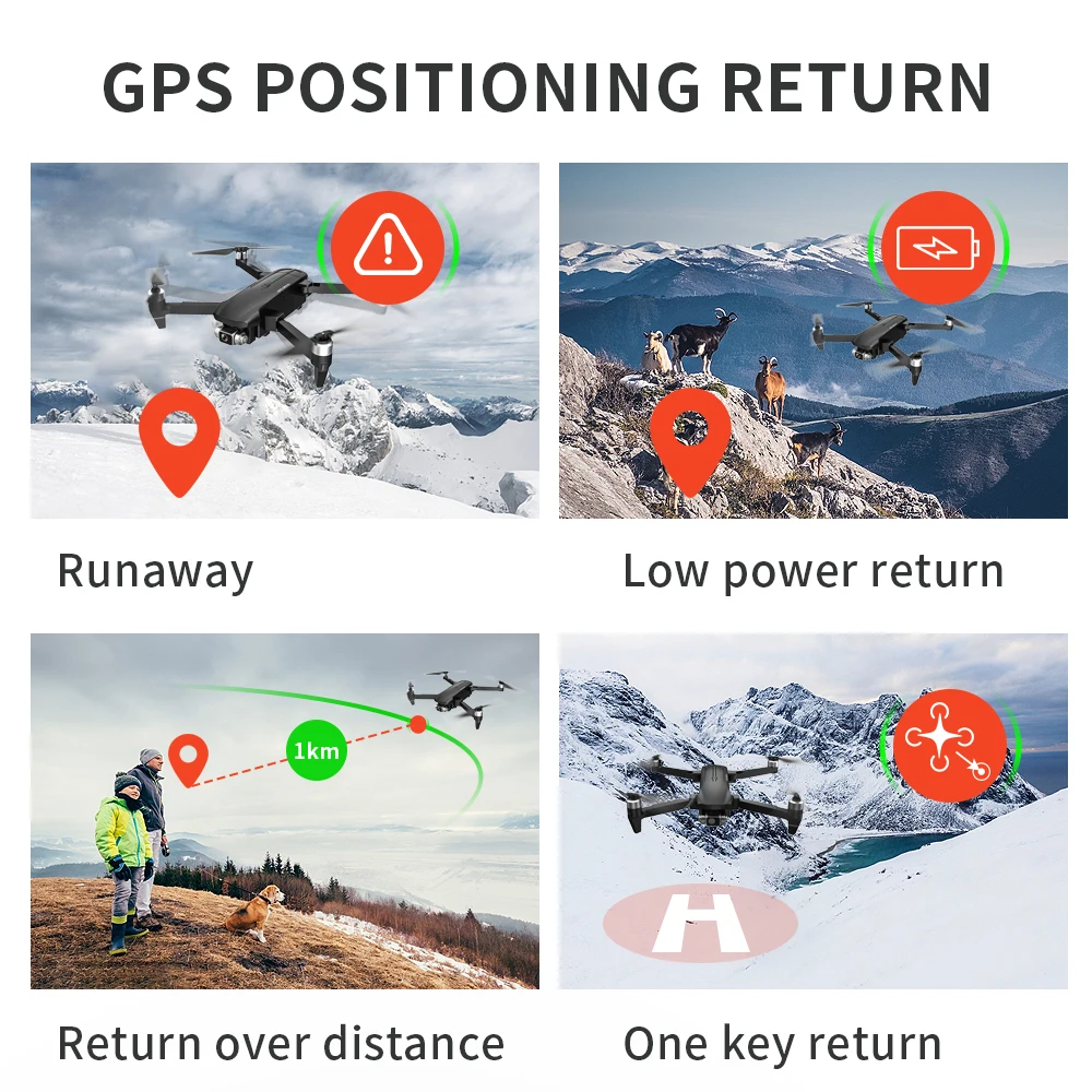 Дрон 6K HD с камерой 3-осевой бесщеточный для аэрофотосъемки складной Wi-Fi FPV GPS время