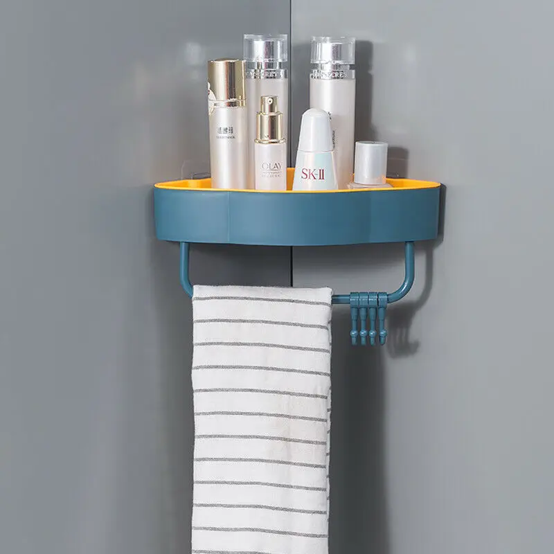 

Corner Shower Shelf Bathroom Shampoo Shower Shelf Holder Kitchen Storage Rack with Hooks Organizer Wall Mounted Bathroom Tools