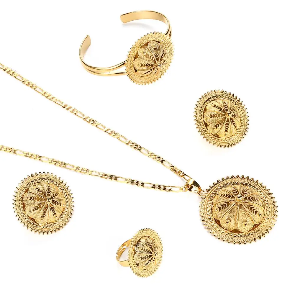 В эфиопском эритрейском стиле Habesha золотой цвет Свадебная вечеринка Ювелирные