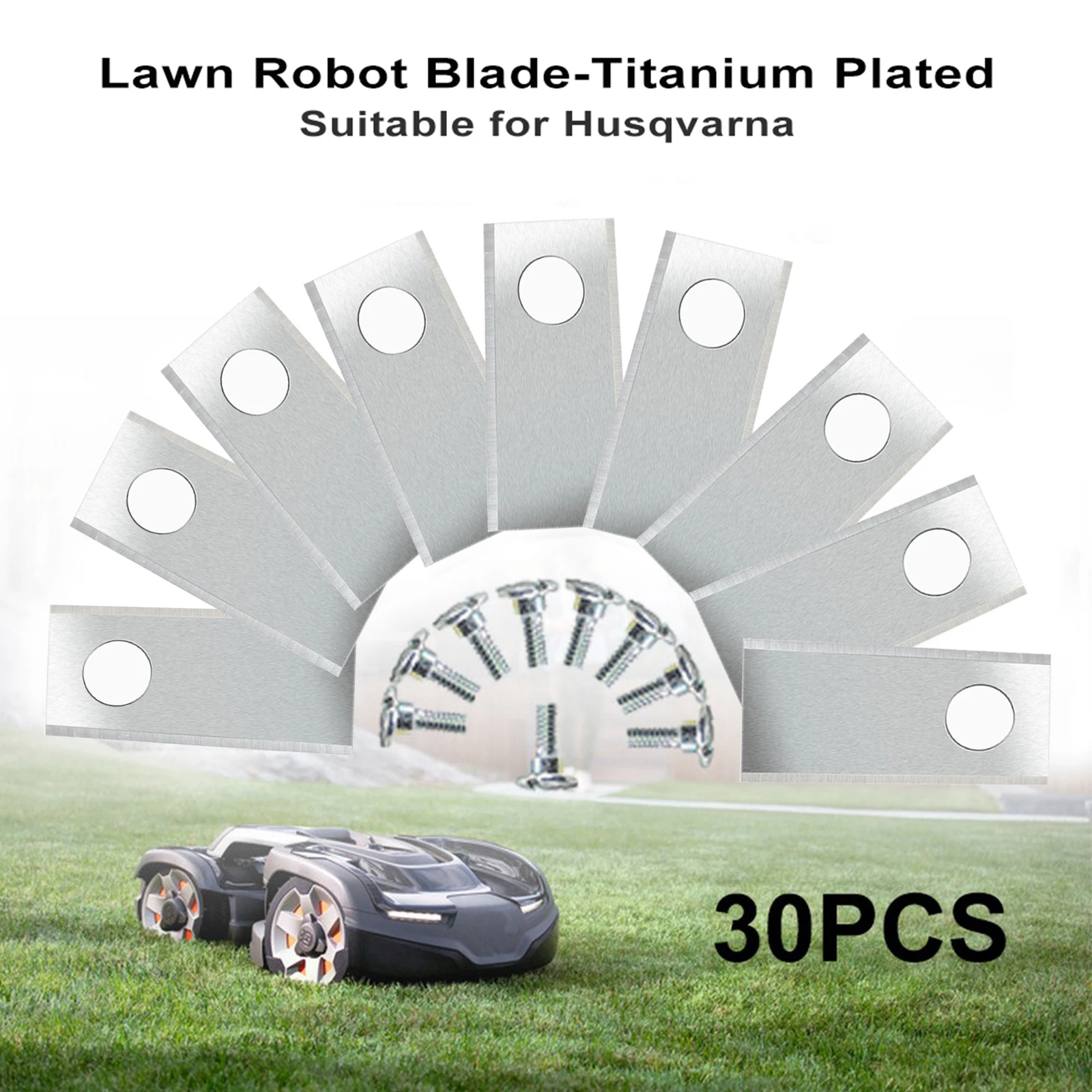 

39.2*17.5*0.5mm Lawn Robot Blade Gold Silver Lawn Mover Replacement Blade 30pcs Lawn Mover Blade for Automower Garden Tools