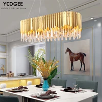 luxury modern chandelier for dining room oval kitchen island gold cristal hang lamp home decoration led light fixture