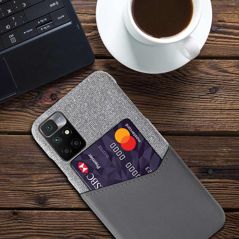 

Card Case Cloth Fabric Case with ID Holder Slot Cover For Xiaomi Redmi 10 9A 9C 9T 9 8A 8 7A 7 Cover For Xiaomi Redmi 10 6.5''