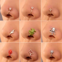 1pc frog fake piercing nose ring goth punk geometric animal bee bunny clip nose ring cuff ear clip cuff body jewelry nariz
