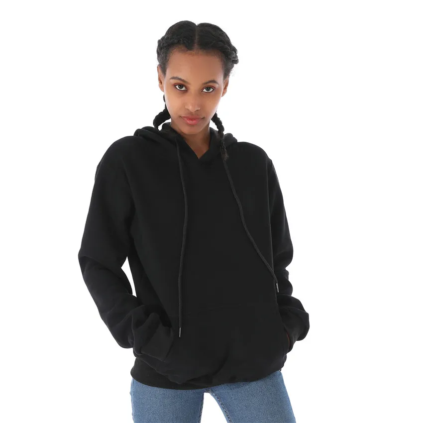 

Women Hoodies Harajuku Sweatshirt Solid Color Pullover Tops Female Sweatshirts Winter Casual Loose Hooded Sweatshirt Black