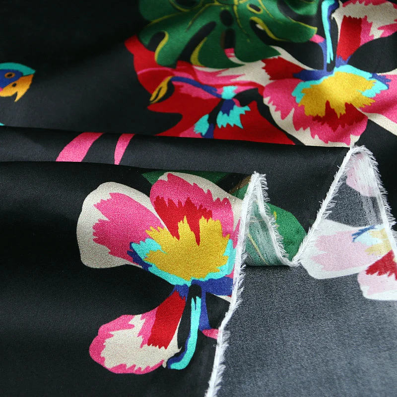 

Parrot Mulberry Silk Heavy Silk Stretch Satin Fabric Dress Cheongsam Shirt