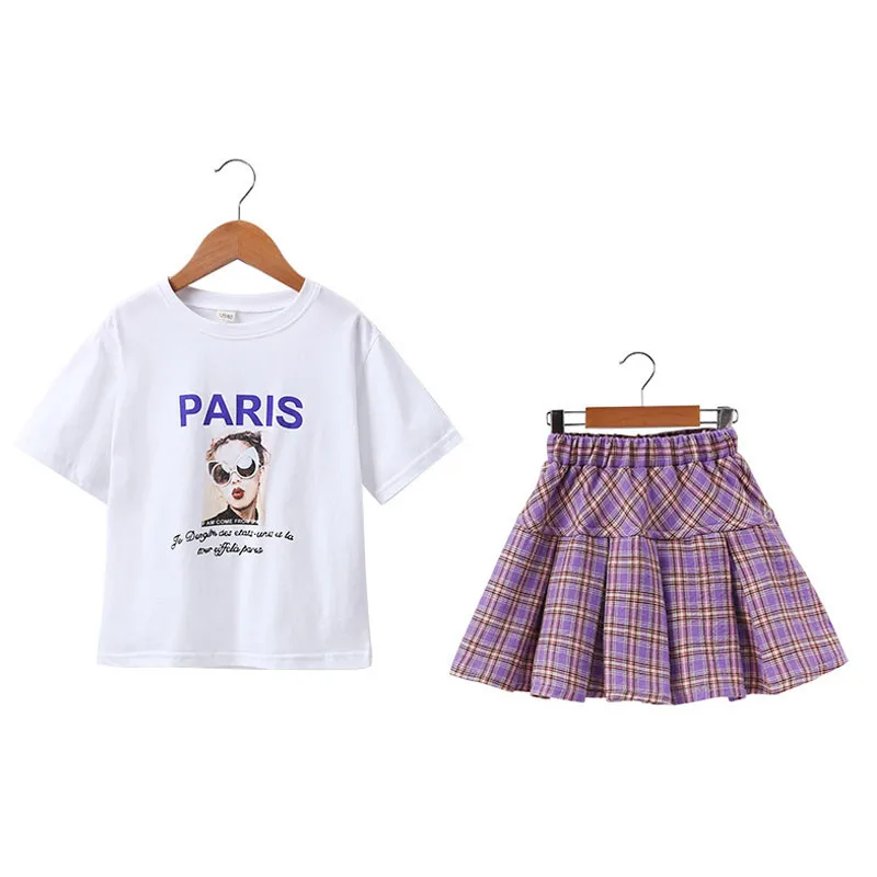 

Новый летний комплект одежды для маленьких девочек, детский спортивный костюм на возраст 4 июля, белая рубашка с принтом для подростков и кл...