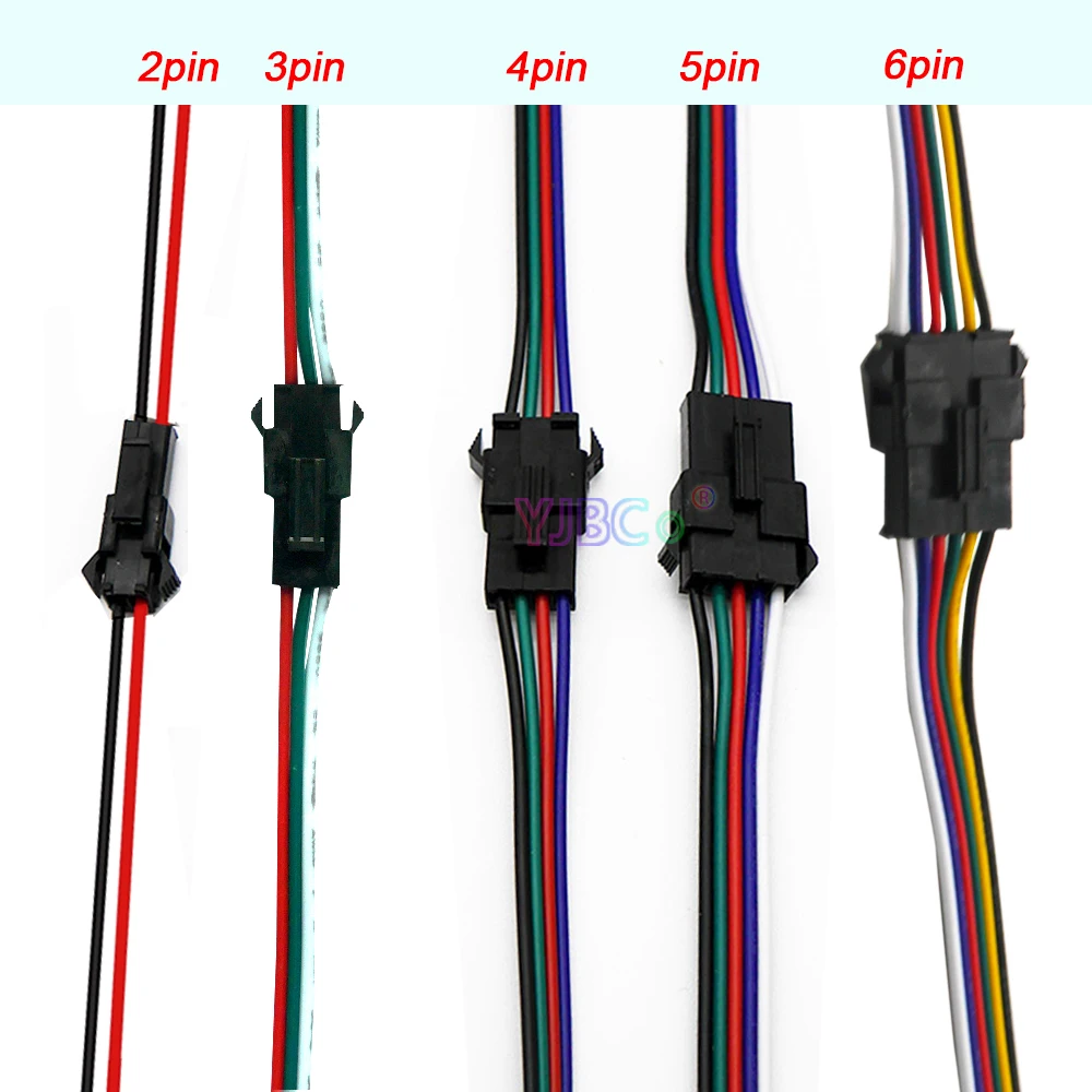 

5pairs 3pin 4pin 5pin 6pin JST SM Male Female Plug LED Connector for WS2812B WS2812 WS2811 SK6812 SK6812-RGBW LED Strip Light