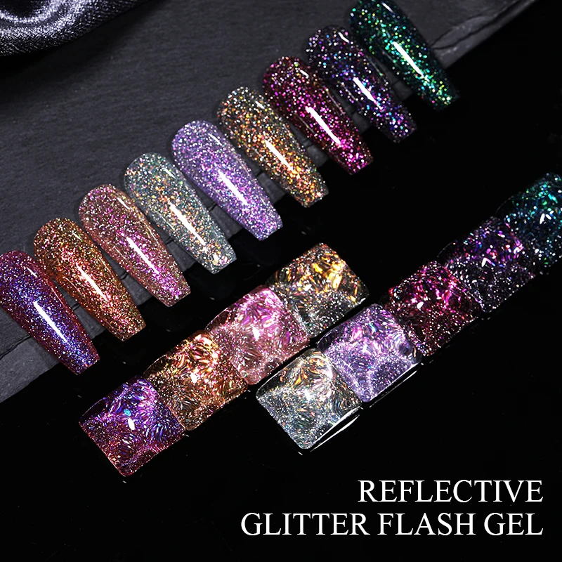 BORN PRETTY 1PC Reflective Glitter Nail Gel Polish 7ml Sparkling Effect Soak Off Semi Permanent Varnish All For Manicure - купить по