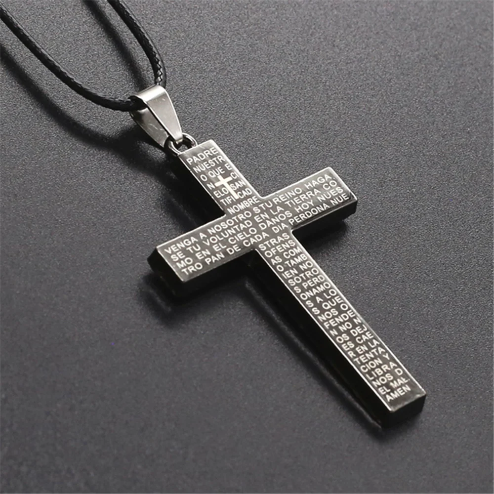 Модное колье с подвеской-крестом в стиле панк колье-чокер мужское и ожерелье