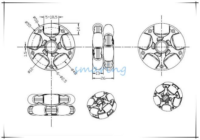 1 шт. 58 мм нейлоновое колесо Omni/универсальное для Arduino робот автомобиль шасси