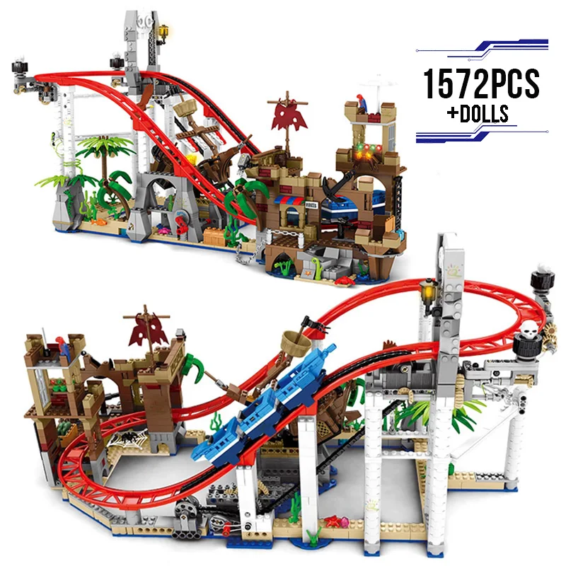 

1572PCS Pirate Roller Coaster Islands Boat Building Block Creative Ship Brick Educational Toys Kids DIY Chrismas Birthday Gifts