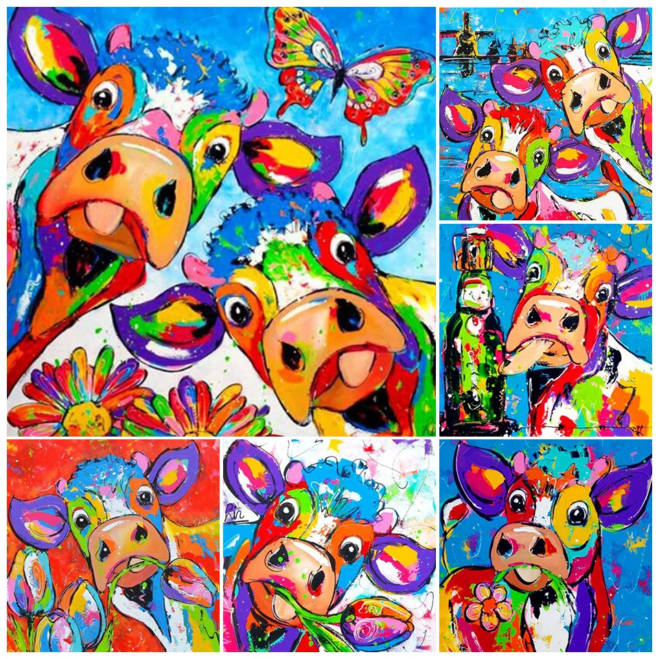 

5D Diy Diamond Painting Cartoon Cow Cross Stitch Full Square Round Stone Bead Embroidery Diamond Mosaic Picture Rhinestones Gift
