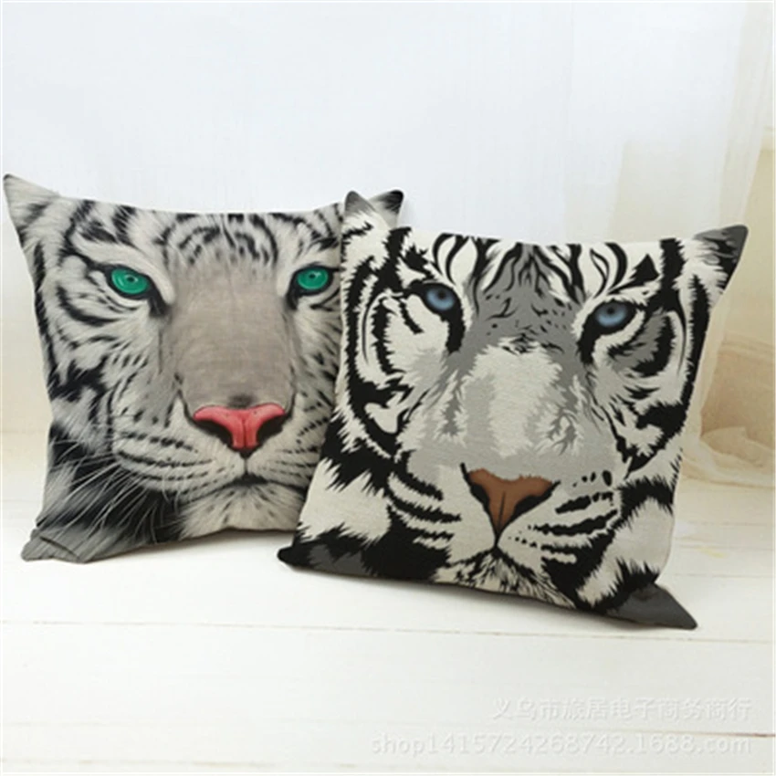 

Чехол для диванной подушки, 45x45 см, с изображением белого тигра, розовый, наволочка для диванной подушки, на диван-кровать для дома, украшение...