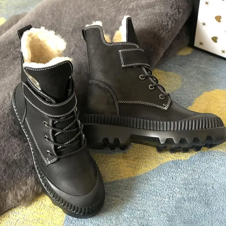 Зимние ботильоны женские ботинки из овчины Botas Mujer зимние Bota Feminina Роскошная обувь