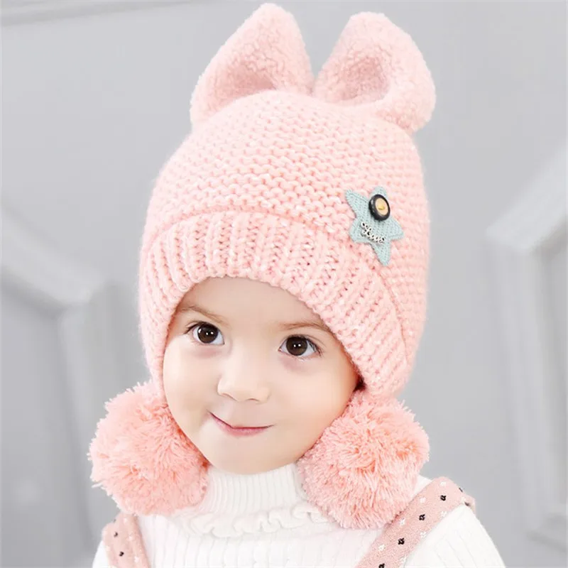 Детская шапка с бантом для девочек от 2 до 5 лет теплая вязаная зимняя принцессы